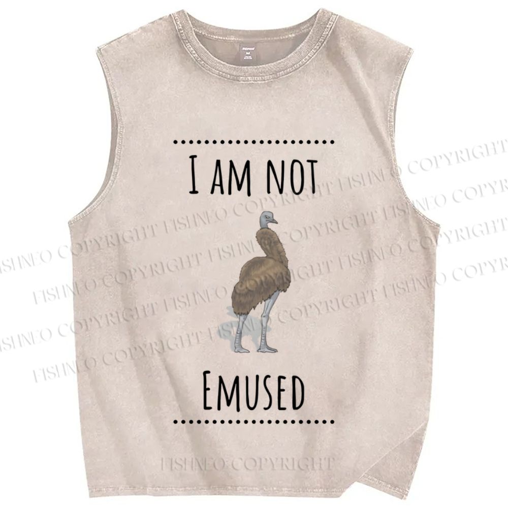 Unisex I am not Emused Printed Washed Tank Top