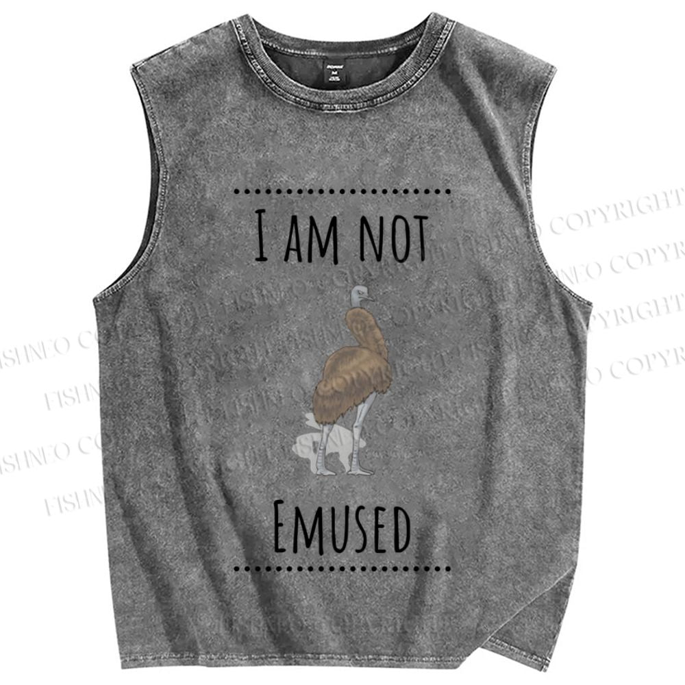 Unisex I am not Emused Printed Washed Tank Top