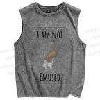 Unisex I am not Emused Printed Washed Tank Top