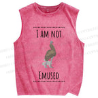Unisex I am not Emused Printed Washed Tank Top