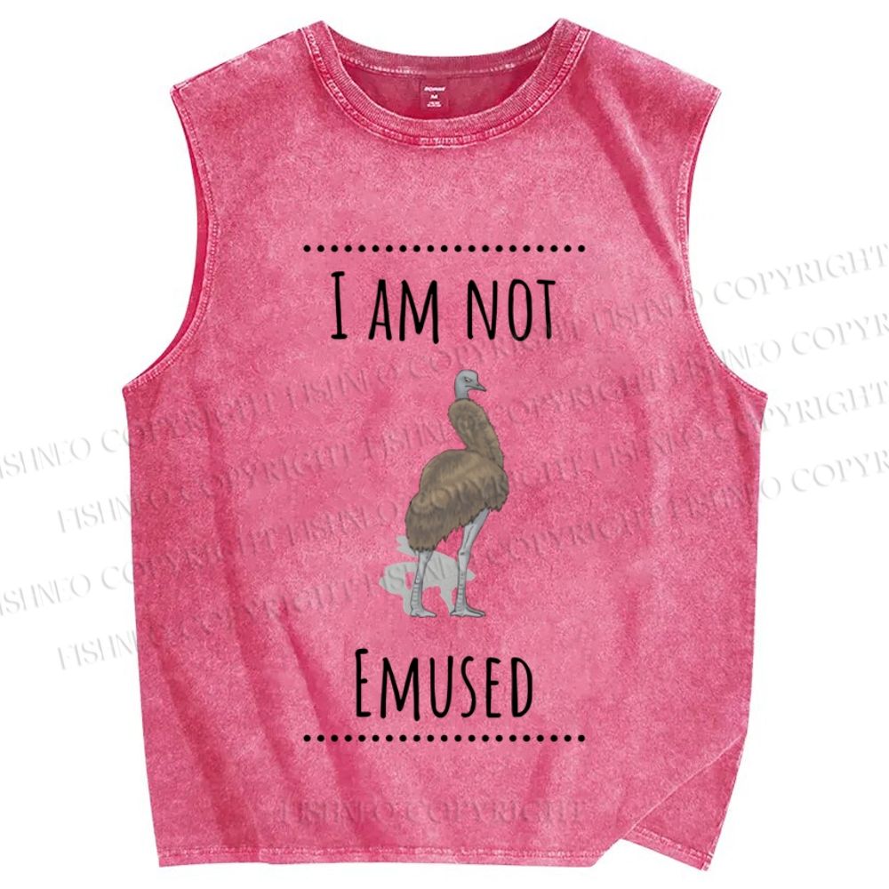 Unisex I am not Emused Printed Washed Tank Top