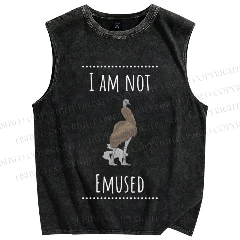 Unisex I am not Emused Printed Washed Tank Top