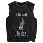 Unisex I am not Emused Printed Washed Tank Top