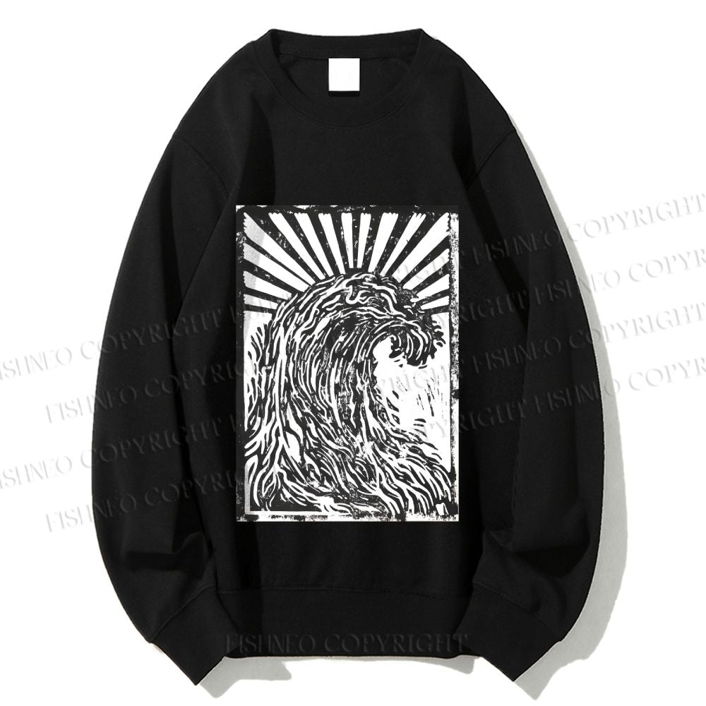 Unisex The Great Wave off Kanagawa Printed Sweatshirt