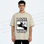 Unisex Shadow Wolf Alone Printed Washed Tee
