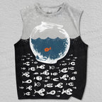 Unisex Artistic Fish Printed Tank Top
