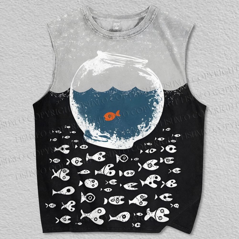 Unisex Artistic Fish Printed Tank Top