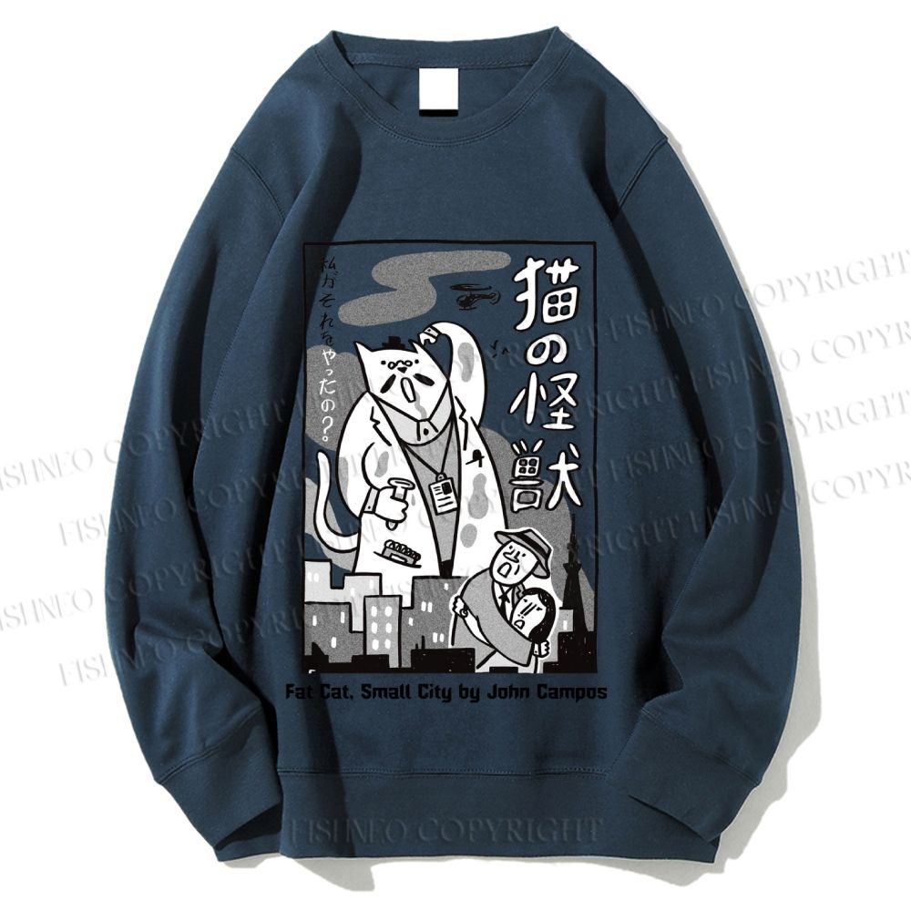 Unisex Cat Monster Printed Sweatshirt