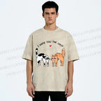 Unisex I Hate You The Least Cat Printed Washed Tee