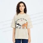 Unisex I Hate You The Least Cat Printed Washed Tee