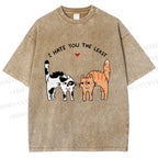 Unisex I Hate You The Least Cat Printed Washed Tee