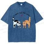 Unisex I Hate You The Least Cat Printed Washed Tee