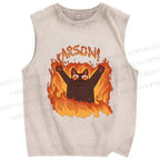 Unisex Arson Cat Printed Washed Tank Top