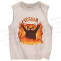 Unisex Arson Cat Printed Washed Tank Top