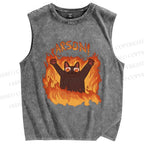 Unisex Arson Cat Printed Washed Tank Top