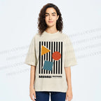 Unisex Bauhaus Geometric Stripes Printed Washed Tee