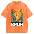 Funny Cat Bruh Meme Washed T-Shirt