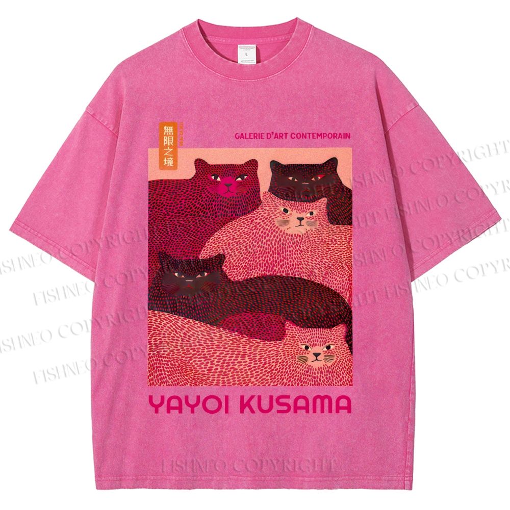 Unisex Pink Bears Yayoi Kusama Printed Washed Tee