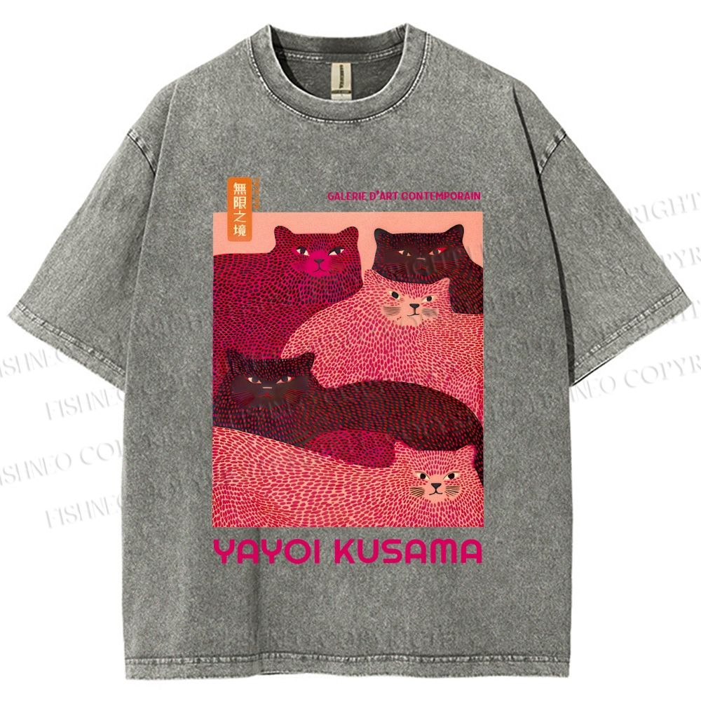 Unisex Pink Bears Yayoi Kusama Printed Washed Tee