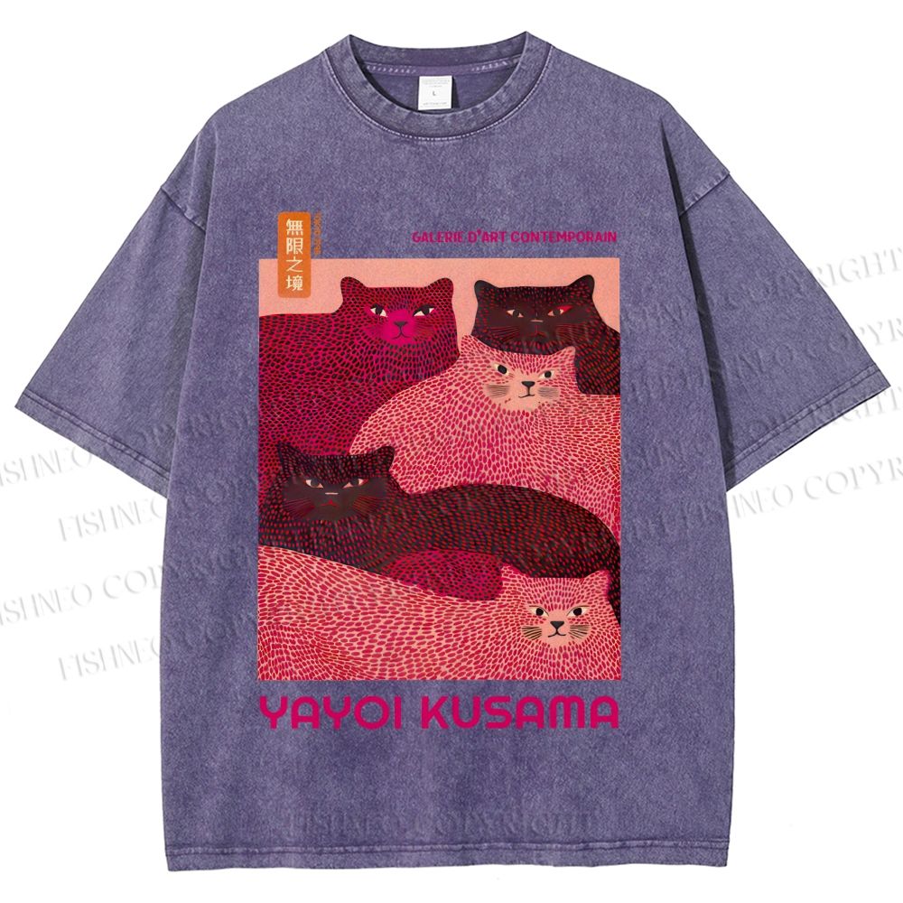 Unisex Pink Bears Yayoi Kusama Printed Washed Tee