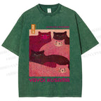 Unisex Pink Bears Yayoi Kusama Printed Washed Tee