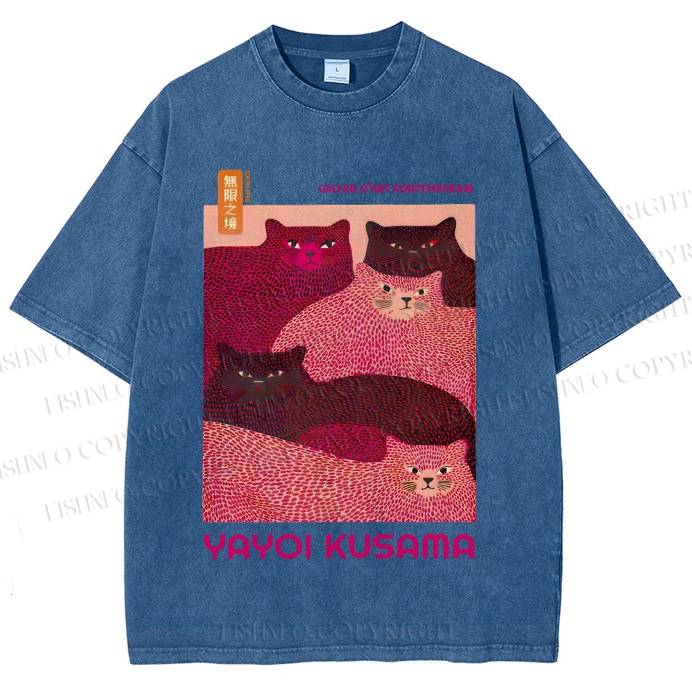 Unisex Pink Bears Yayoi Kusama Printed Washed Tee