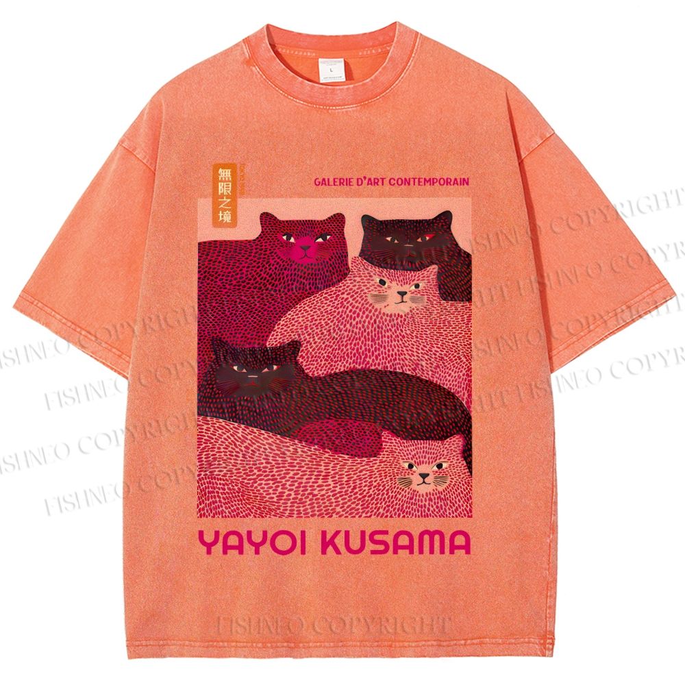 Unisex Pink Bears Yayoi Kusama Printed Washed Tee