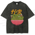 Unisex Bowl Of Frogs Printed Washed Tee