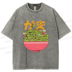 Unisex Bowl Of Frogs Printed Washed Tee