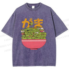 Unisex Bowl Of Frogs Printed Washed Tee