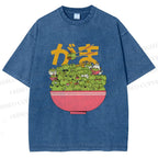 Unisex Bowl Of Frogs Printed Washed Tee