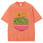 Unisex Bowl Of Frogs Printed Washed Tee
