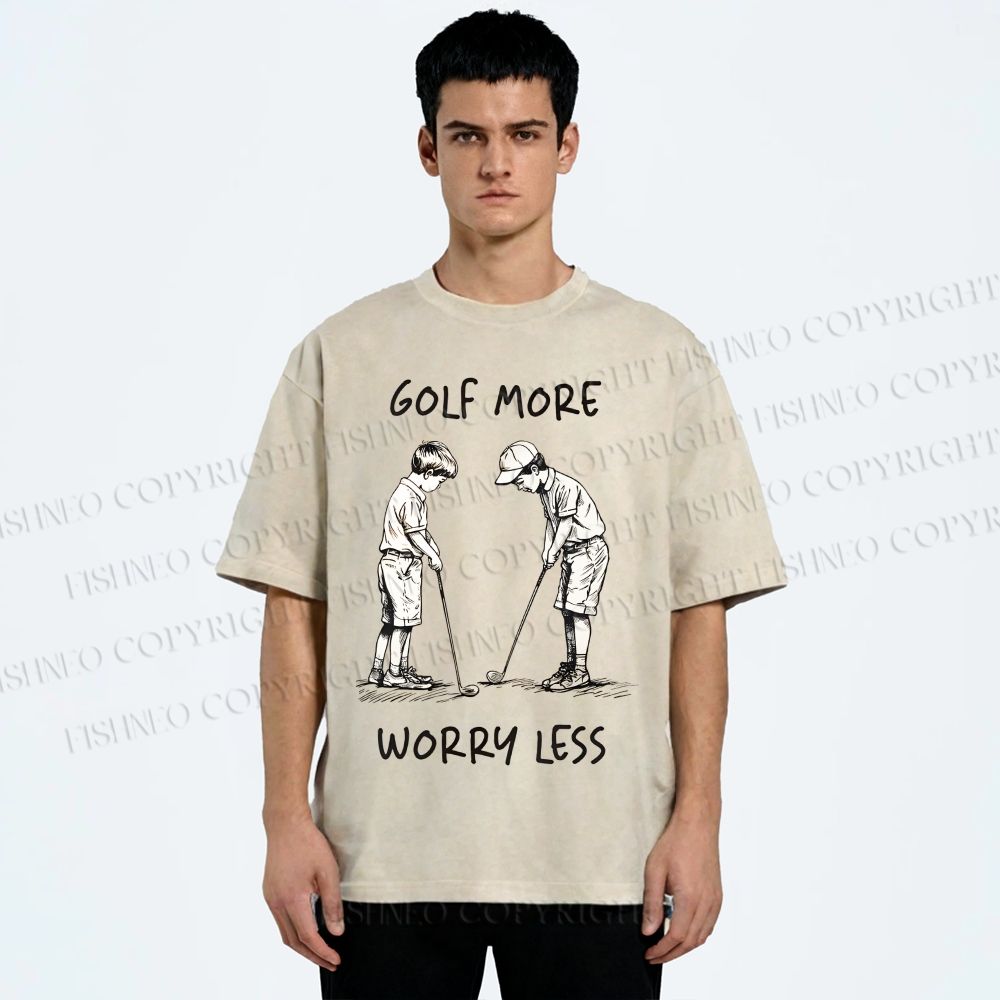 Unisex Golf More Worry Less Printed Washed Tee