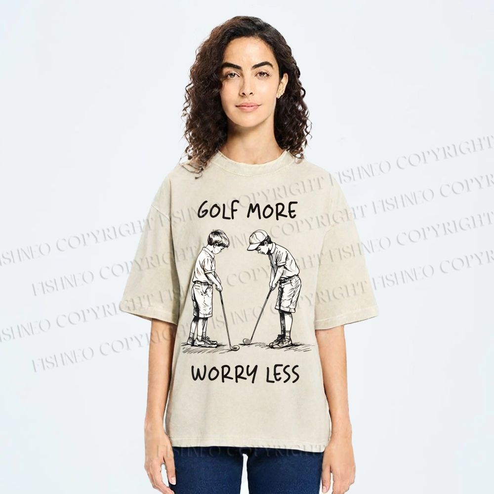 Unisex Golf More Worry Less Printed Washed Tee