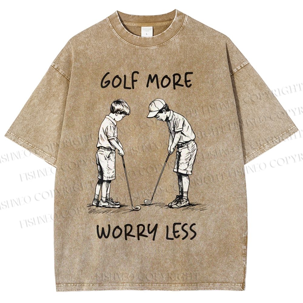 Unisex Golf More Worry Less Printed Washed Tee