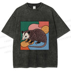 Unisex Opossum in Puzzle Printed Washed Tee