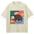 Unisex Opossum in Puzzle Printed Washed Tee