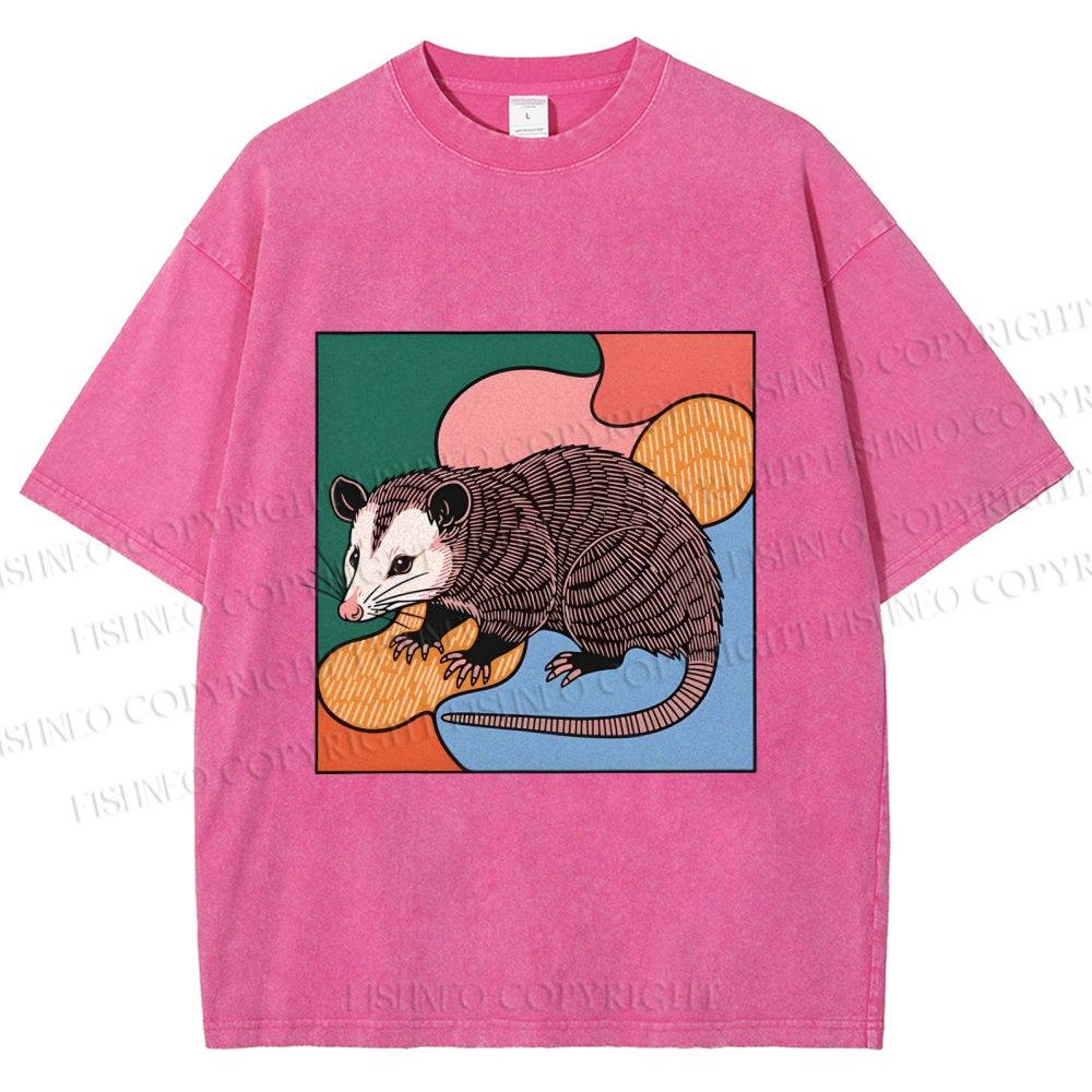 Unisex Opossum in Puzzle Printed Washed Tee