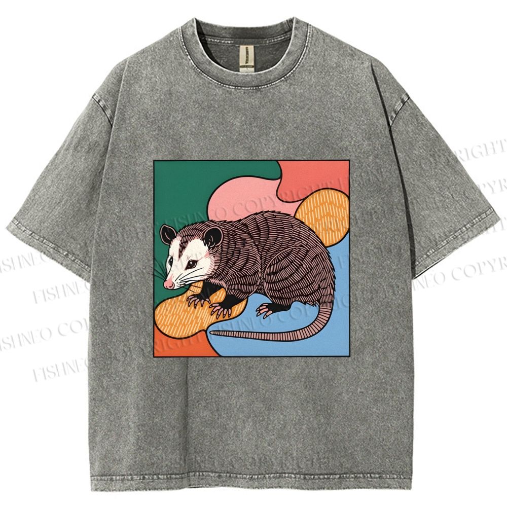 Unisex Opossum in Puzzle Printed Washed Tee