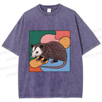 Unisex Opossum in Puzzle Printed Washed Tee