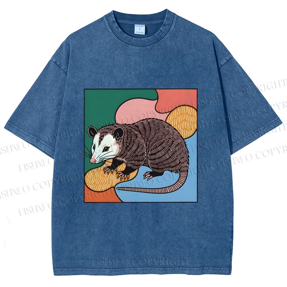 Unisex Opossum in Puzzle Printed Washed Tee