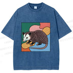 Unisex Opossum in Puzzle Printed Washed Tee