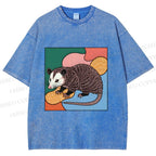 Unisex Opossum in Puzzle Printed Washed Tee