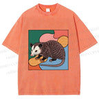 Unisex Opossum in Puzzle Printed Washed Tee