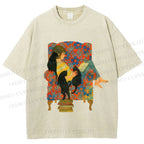 Unisex Lazy Afternoon With Cats Printed Washed Tee