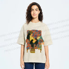 Unisex Lazy Afternoon With Cats Printed Washed Tee