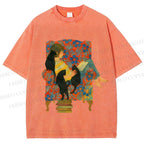 Unisex Lazy Afternoon With Cats Printed Washed Tee
