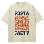 Unisex Pasta Party Printed Washed Tee