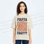 Unisex Pasta Party Printed Washed Tee