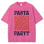 Unisex Pasta Party Printed Washed Tee